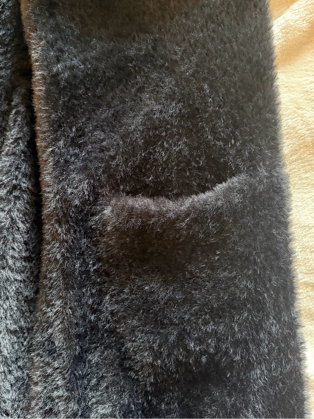 Black Fuzzy Open-Front Women's Cardigan - Picture 3 of 4